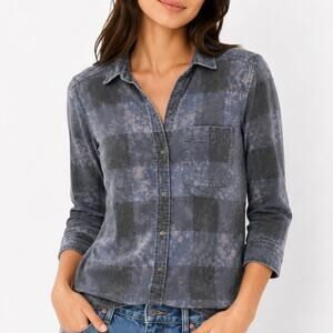 Hollister Gray Plaid Button Down Blouse